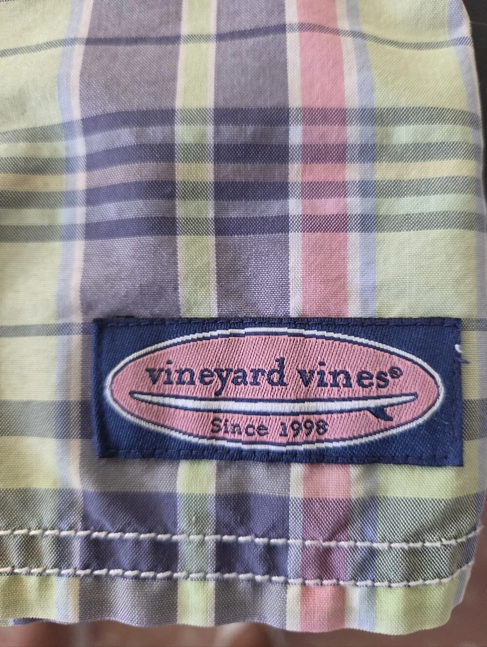 Vineyard Vines Men’s Size 32 Madras Plaid Swim Trunks Board Shorts